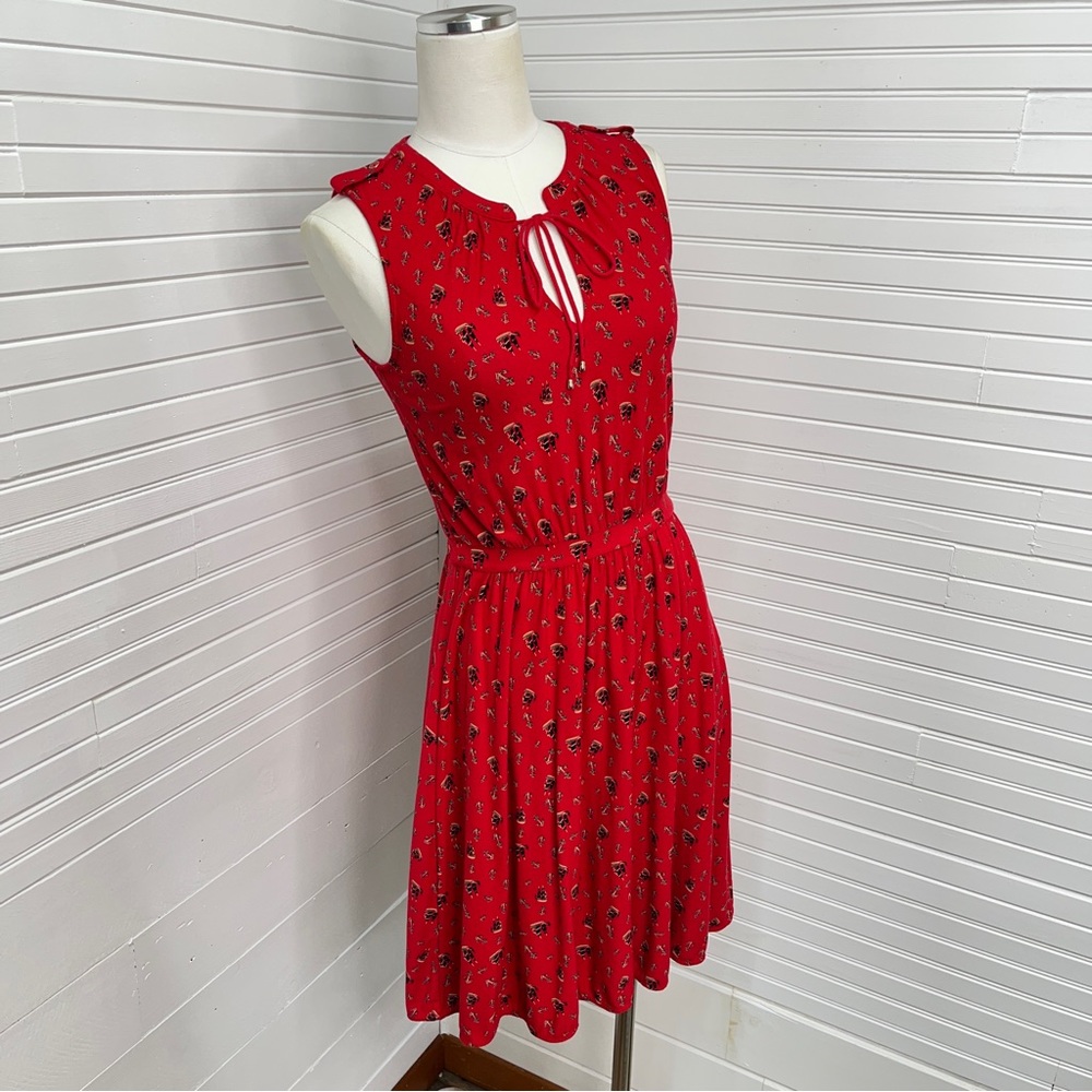 Leifnote Red Ship and Anchor Print Dress